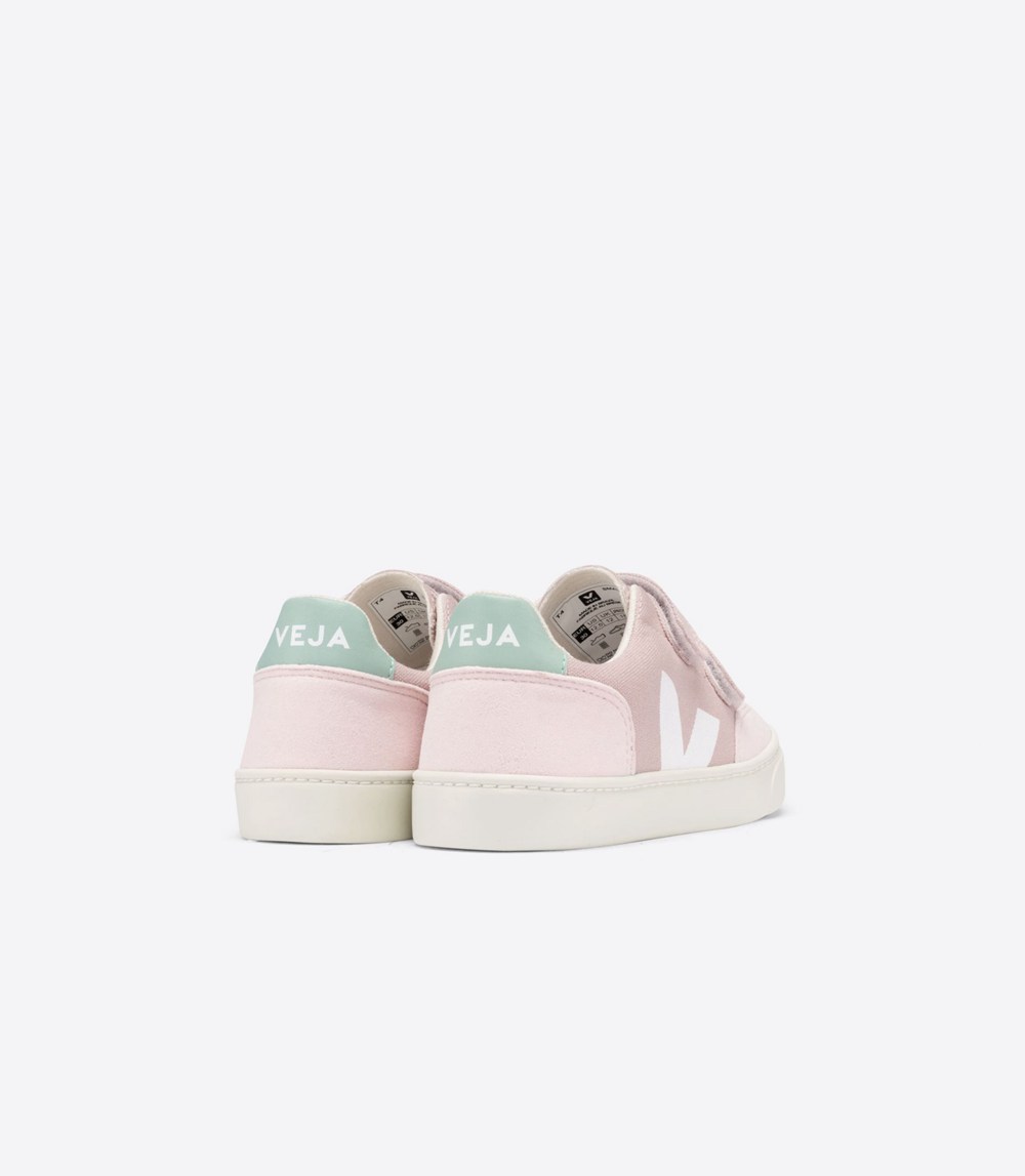 Veja Trainers Kids Pink/White - V-12 Velcro Canvas - DFXN-90673